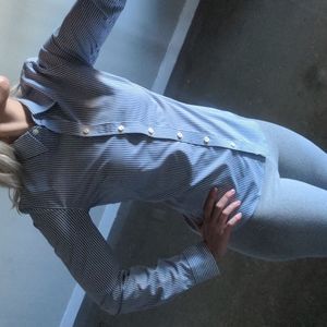 Banana Republic Blue Pinstripe Fitted Dress Shirt XS